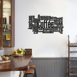 Wallity Coffee - APT566LS Escultura de pared de metal negra